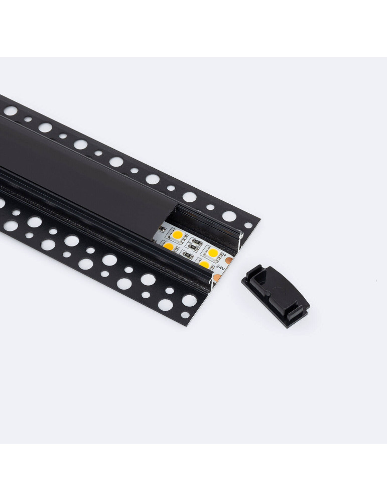Profilé Aluminium Intégration Plâtre/Placo avec Capot Continu pour Ruban LED jusqu'à 20 mm