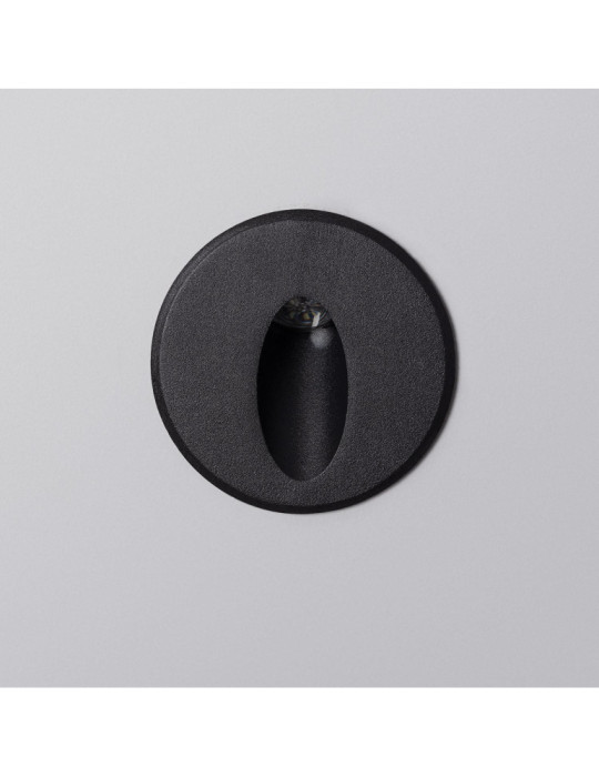 Balise LED Extérieure 3W Encastrable au Mur Ronde Bombée Wabi Noire