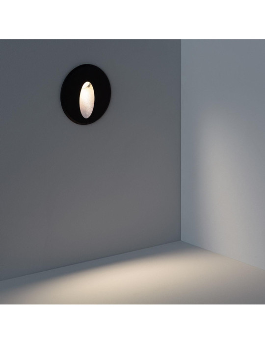 Balise LED Extérieure 3W Encastrable au Mur Ronde Bombée Wabi Noire