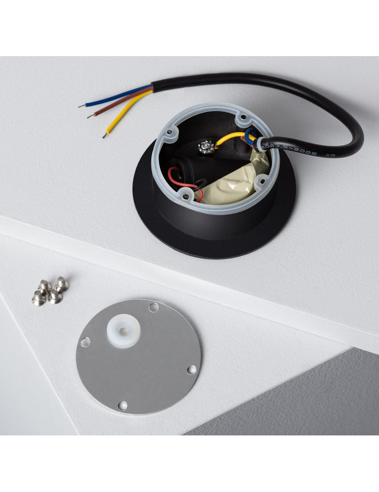 Balise LED Extérieure 3W Encastrable au Mur Ronde Bombée Wabi Noire