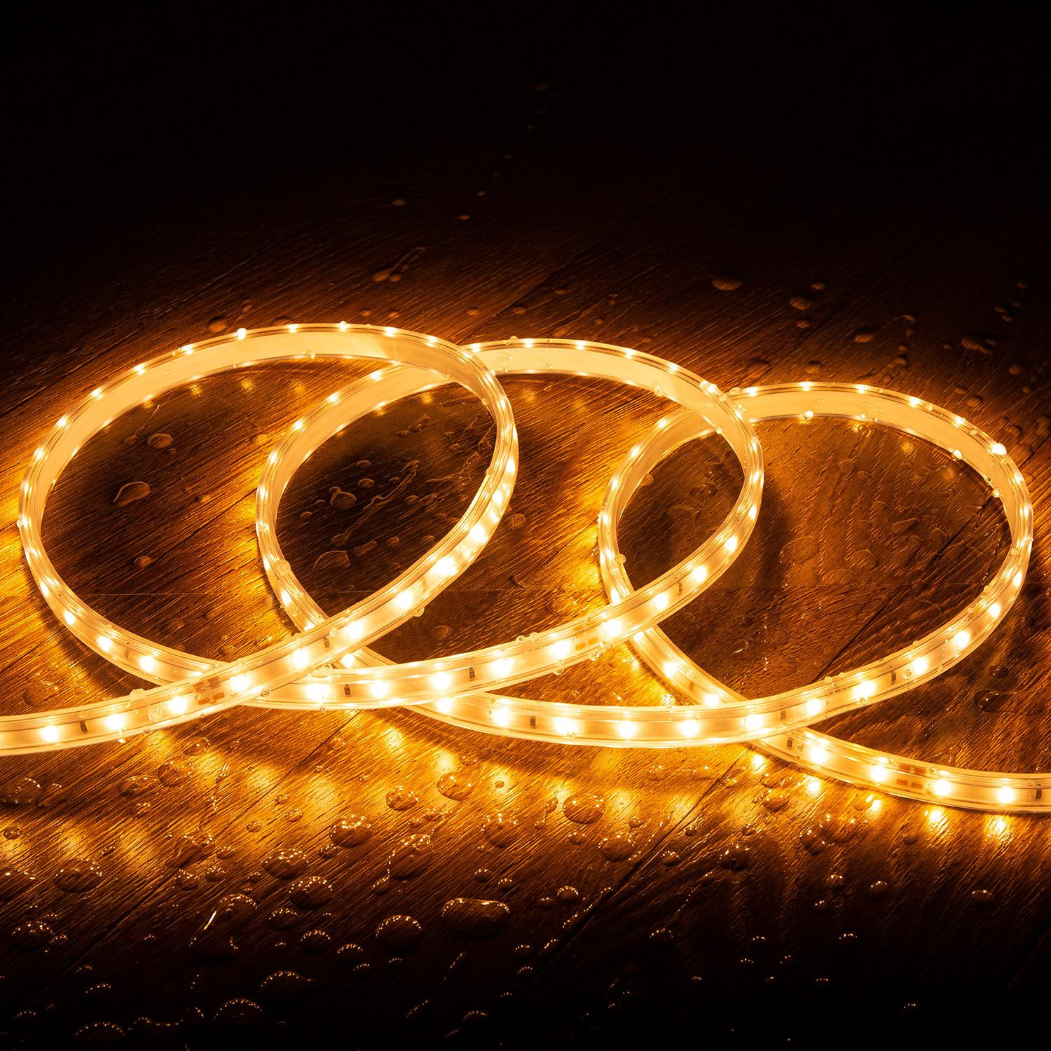 Ruban LED 220V SMD2835 60LED/m Blanc Super Chaud IP65 Largeur 12mm Coupe tous les 100cm 30m