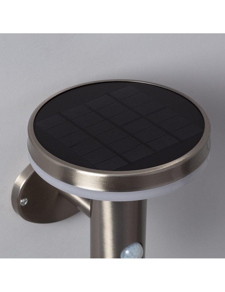 Applique Murale LED Extérieure Solaire Inox Helios avec Détecteur de Présence PIR