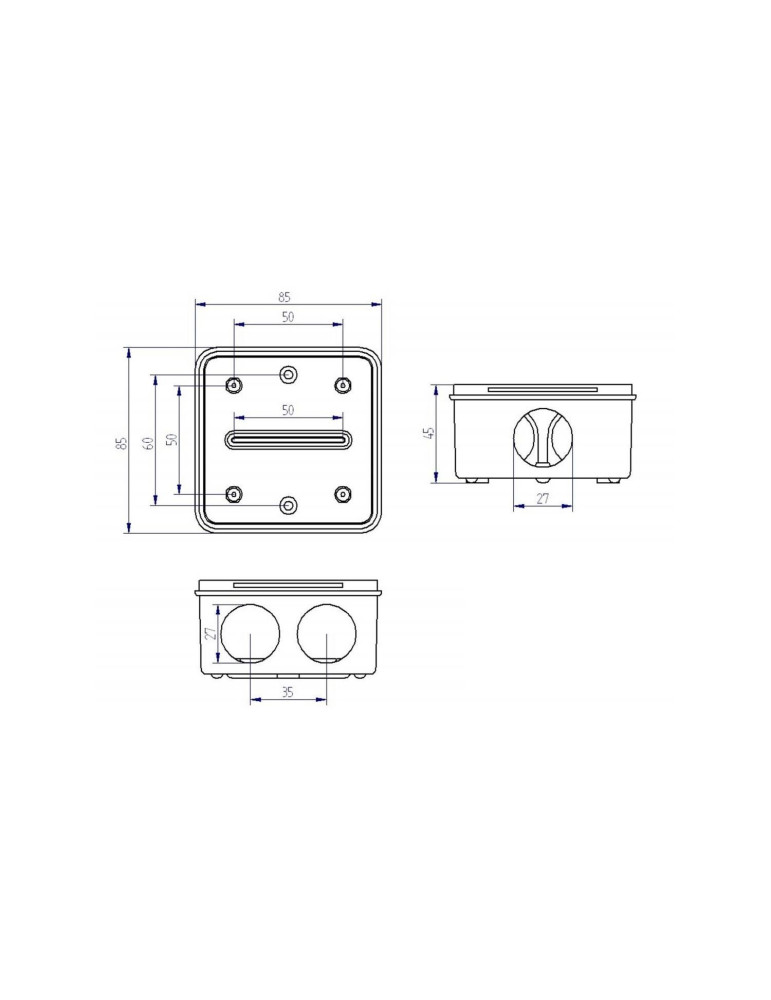 Boîte de Dérivation Étanche en Saillie IP54 85x85x45 mm