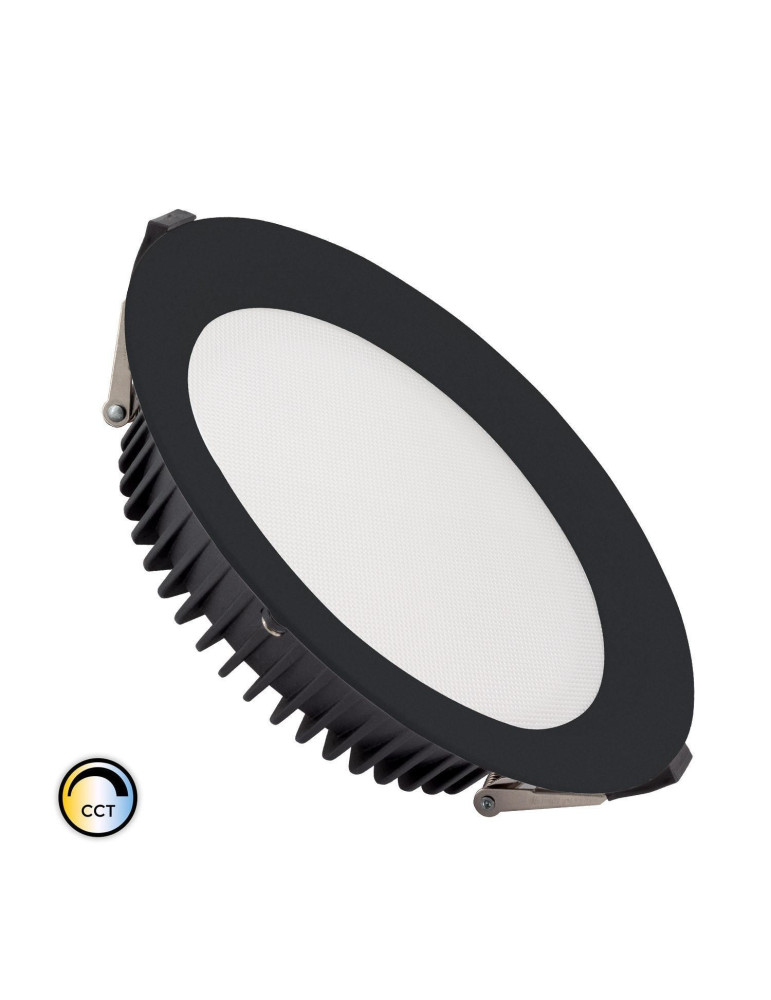 Downlight LED 40W Rond SAMSUNG Aero CCT 130 lm/W Microprismatique LIFUD Coupe Ø 200 mm Noir Downlight LED 40W Rond SAMSUNG Aero CCT 130 lm/W Microprismatique LIFUD Coupe Ø 200 mm Noir