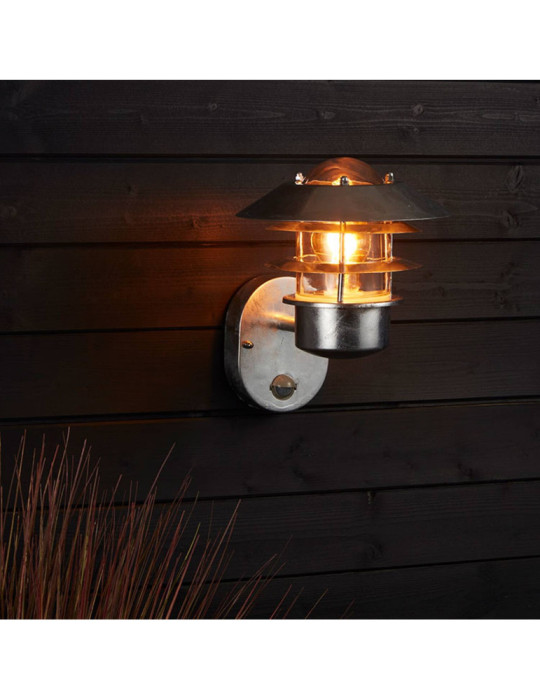 Applique Extérieure Acier Galvanisé Stage avec capteur PIR