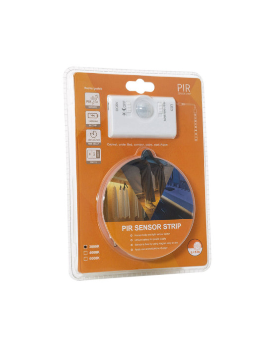 Ruban LED 30LED/m 1m IP20 Batterie Rechargeable avec Détecteur de Présence