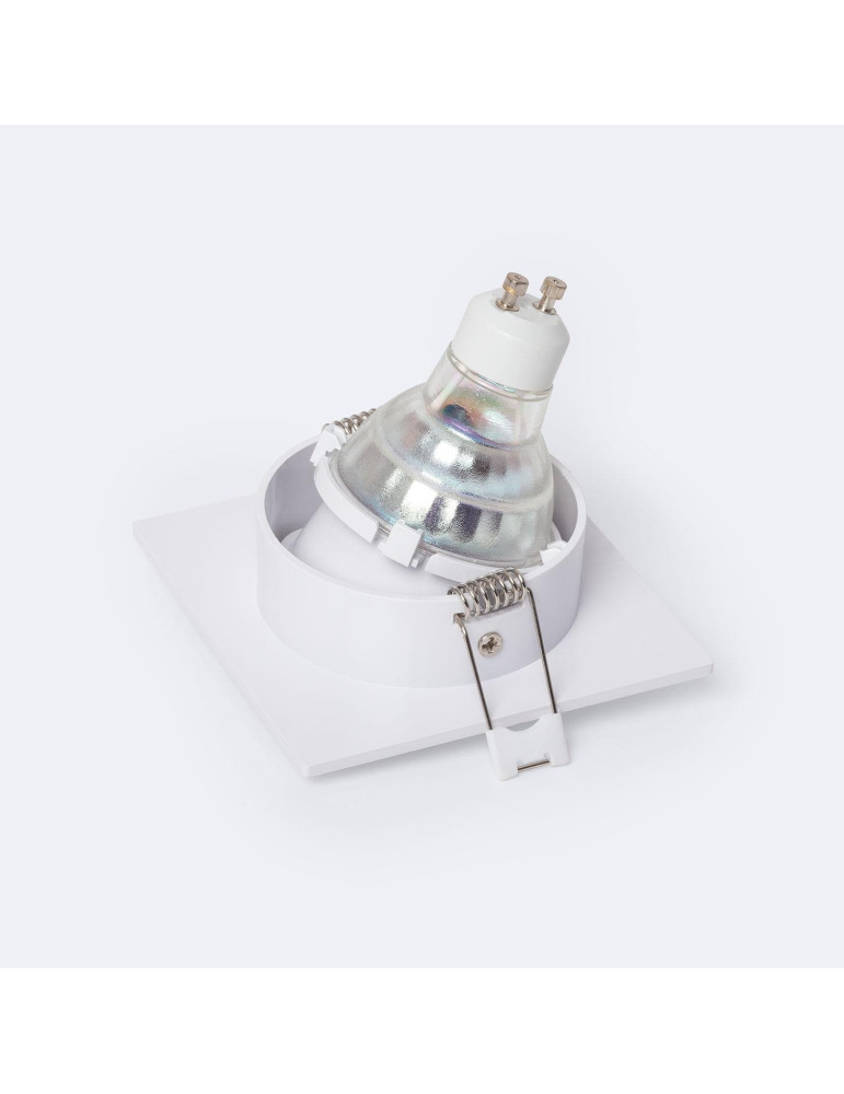 Collerette Downlight Carrée Blanche pour Ampoule LED GU10 / GU5.3 Coupe 75x75 mm