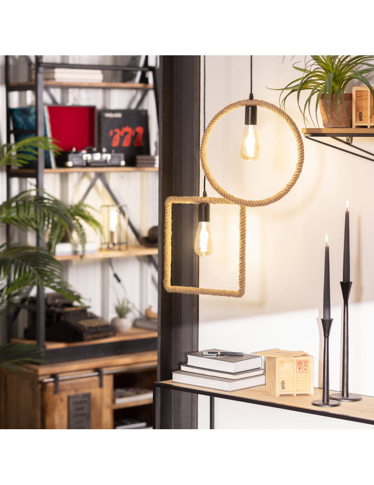 Suspension Corde et Métal Maumbo Ronde