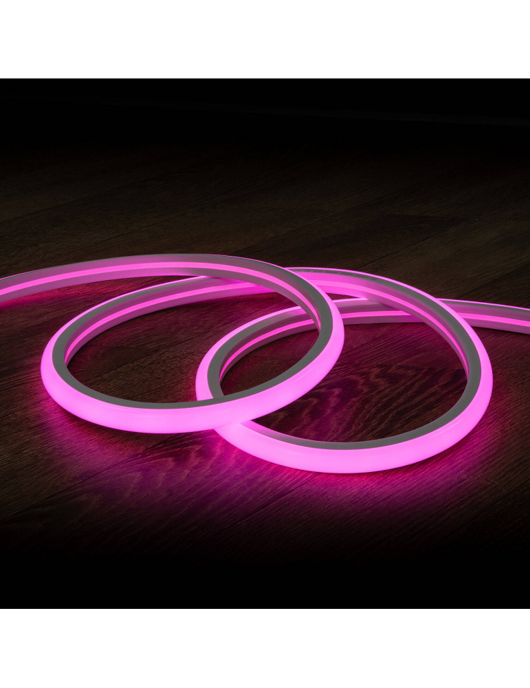 Bobine Gaine Néon LED Flexible Dimmable 7.5W/m 220V AC 120 LED/m 50m Semi-circulaire 180° Rose IP67 Coupe Tous les 100cm
