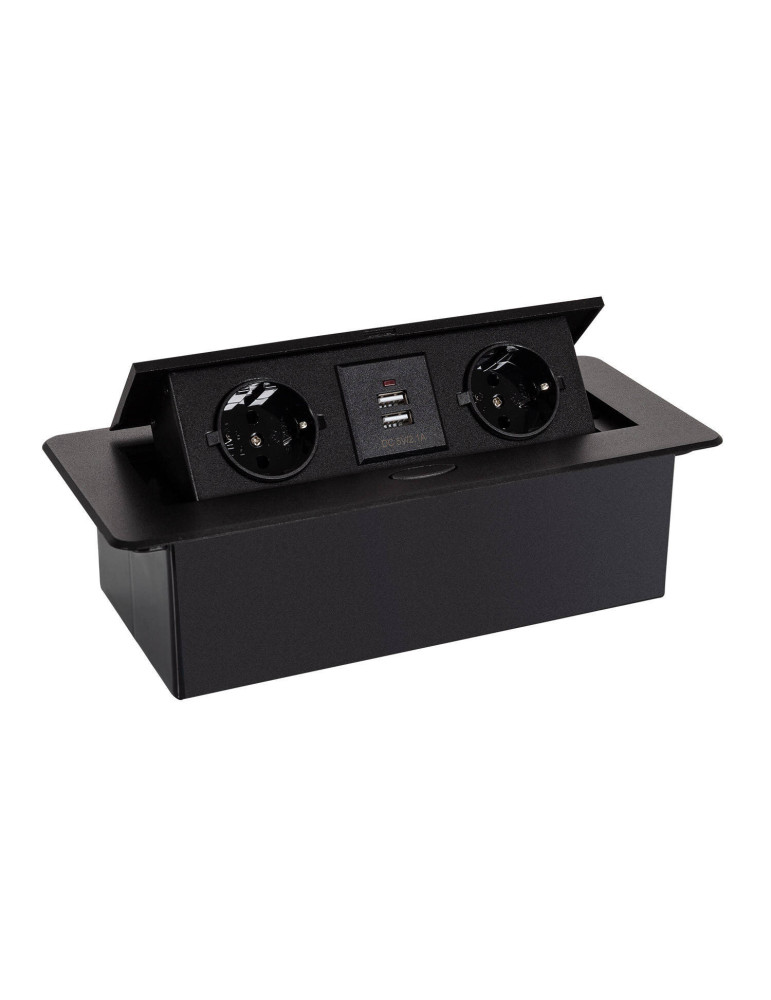 Base Multiple Encastrée 2 Prises Type F + 2xUSB