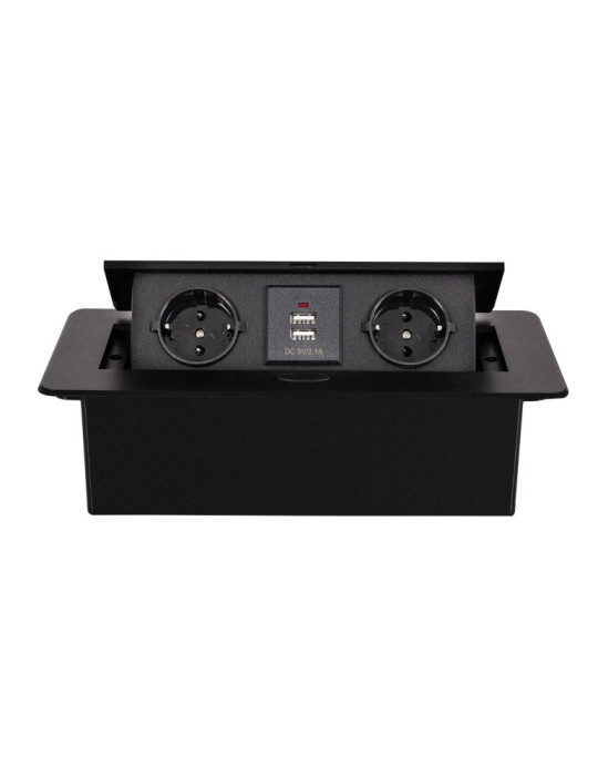 Base Multiple Encastrée 2 Prises Type F + 2xUSB