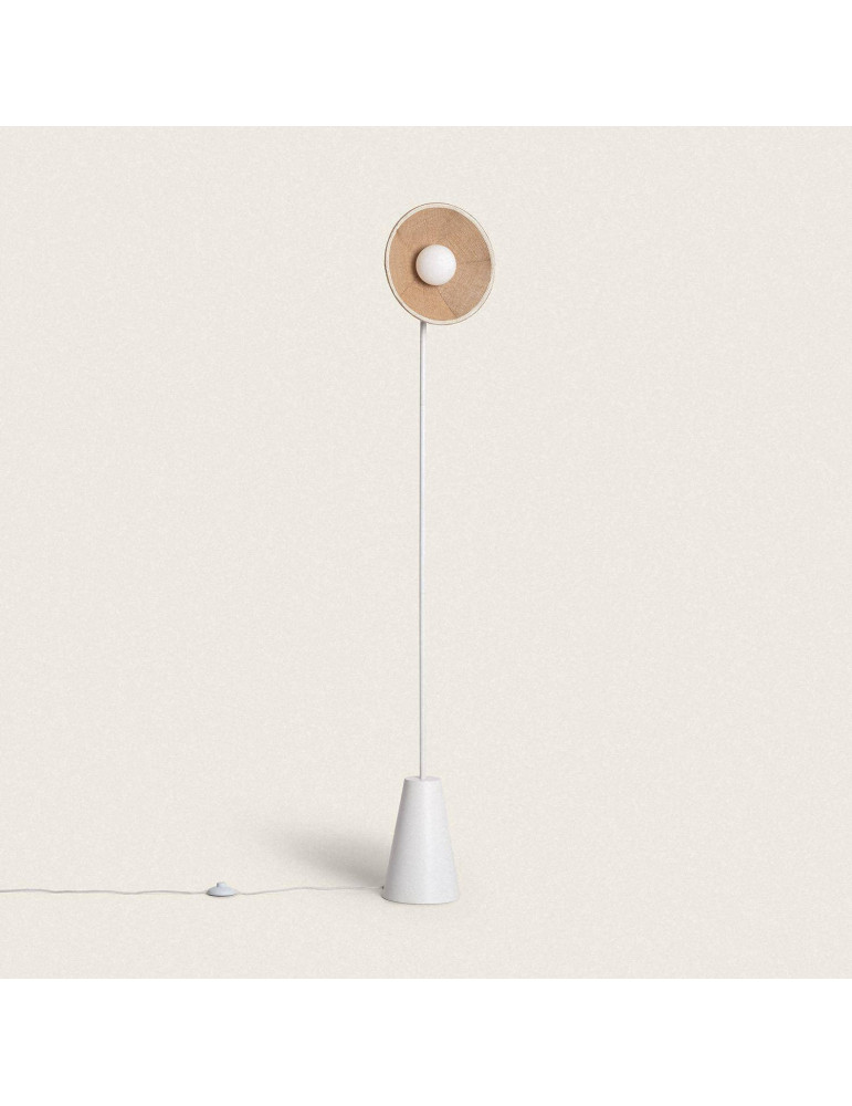 Lampadaire Raphia et Verre Erede