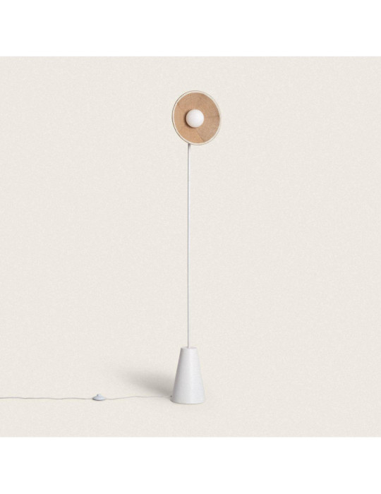 Lampadaire Raphia et Verre Erede