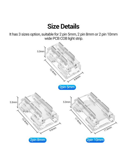 Connecteur Hippo 9 en 1 pour rubans LED 12/24V DC SMD et COB IP20 Largeur 5mm/8mm/10mm