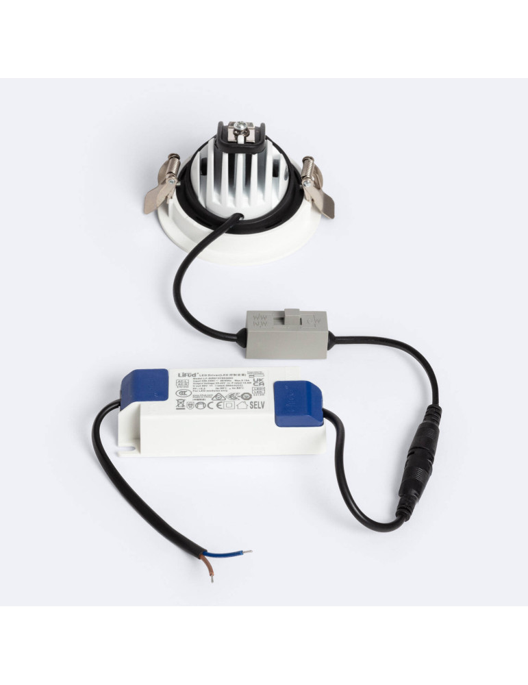 Downlight LED 10W Rond Orientable OSRAM CCT 120 lm/W LIFUD Coupe Ø 80 mm