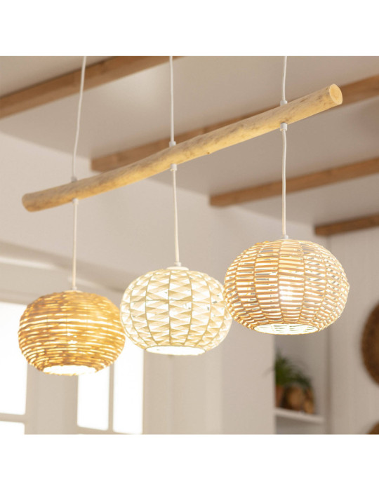 Suspension Rotin et Bois Linfen