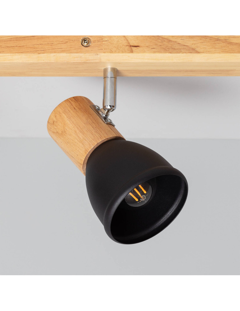 Plafonnier Métal et Bois Tautau 4 Spots