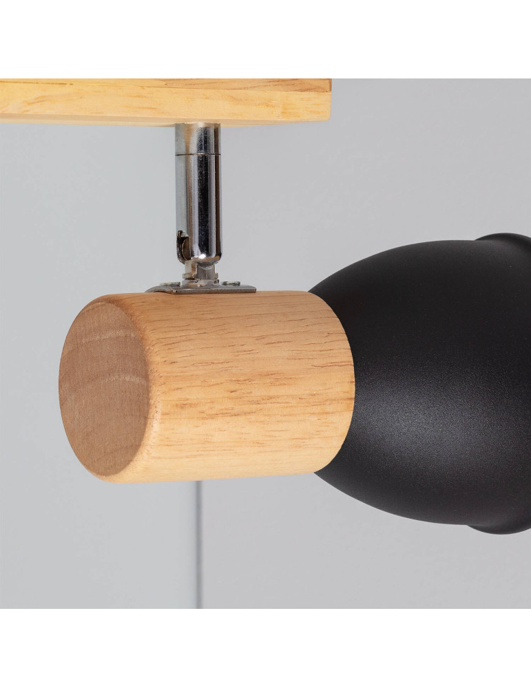 Plafonnier Métal et Bois Tautau 4 Spots