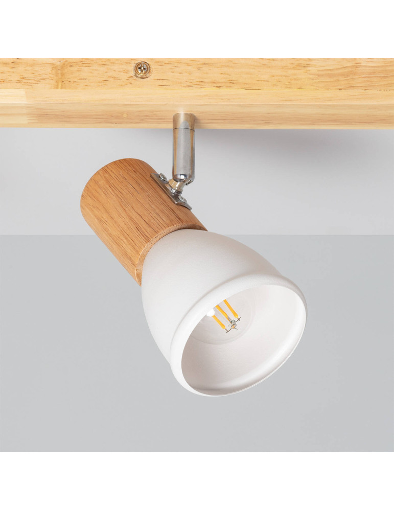 Plafonnier Métal et Bois Tautau 4 Spots