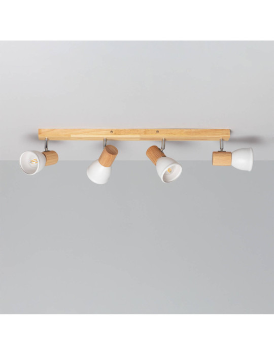 Plafonnier Métal et Bois Tautau 4 Spots