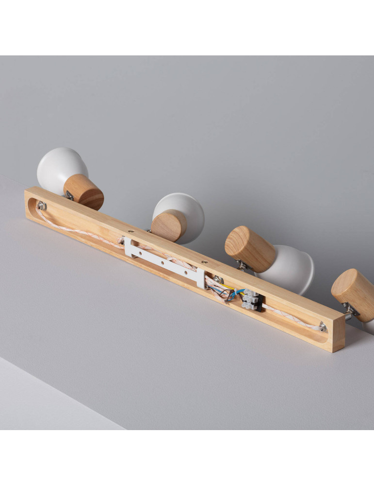 Plafonnier Métal et Bois Tautau 4 Spots