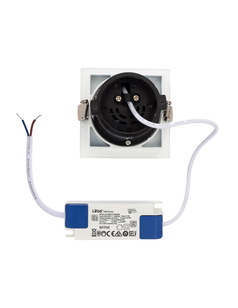 Spot Downlight LED 12W Carrée Amovible LIFUD Coupe 80x80 mm