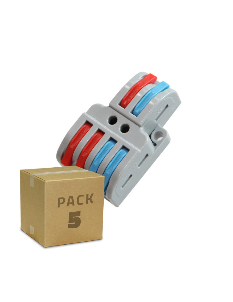 Pack 5 Connecteurs Rapides 2 Entrées et 4 Sorties SPL-42 pour Câble Électrique de 0.08-4mm²