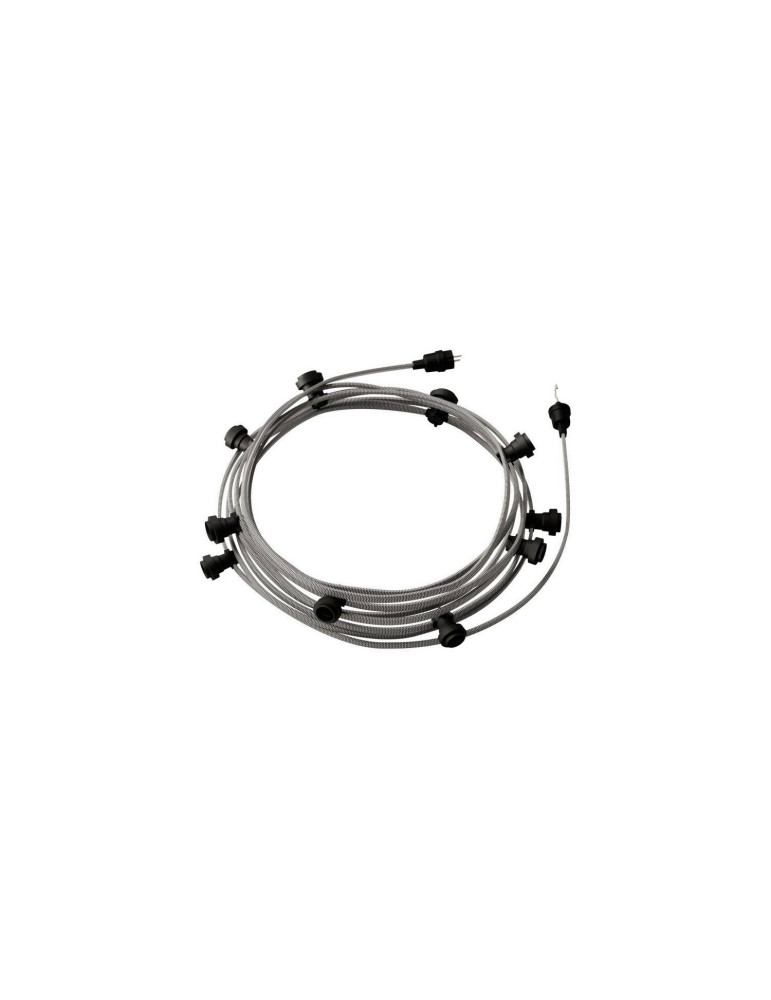 Guirnalda Exterior Lumet System 12.5m con 10 Portalámparas E27 Negro Creative-Cables CATE27N125