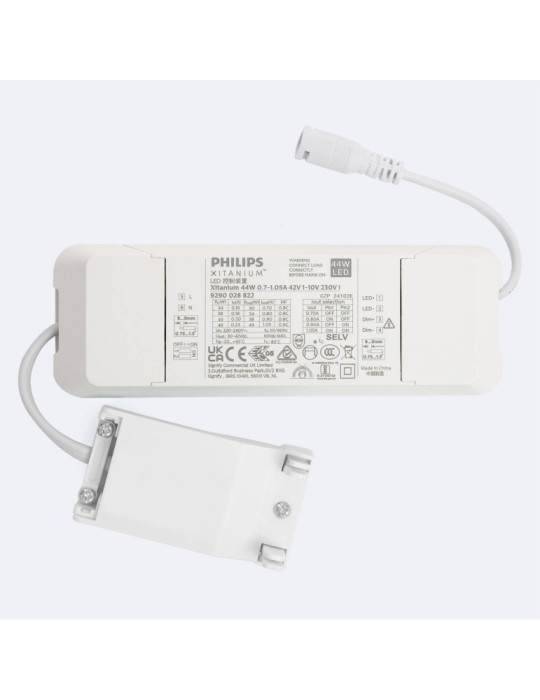 Driver Philips Xitanium Dimmable 1-10V  220-240V  No Flicker Sortie de 30-42V à 1050mA 42W 9290 028 82280 Driver Philips Xitanium Dimmable 1-10V  220-240V  No Flicker Sortie de 30-42V à 1050mA 42W 9290 028 82280