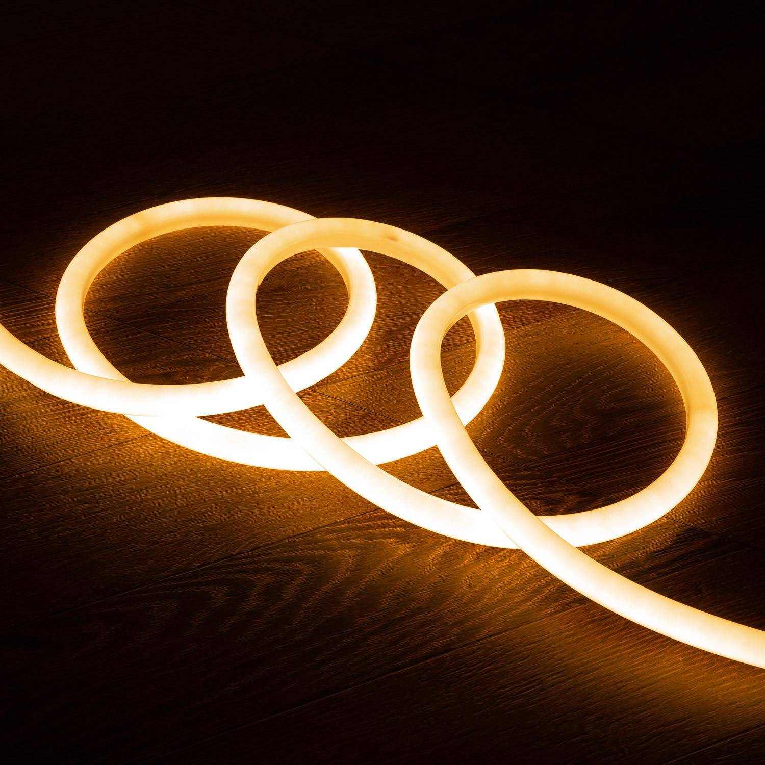 Néon LED Flexible 360º Rond Dimmable 120LED/m 220V AC Blanc Chaud IP67 Coupe tous les 100cm 3m