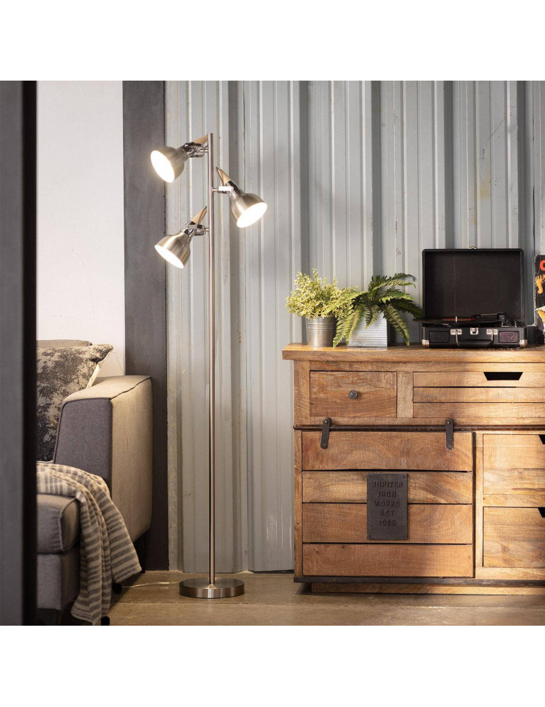 Lampadaire Emer Métal 3 Spots Argenté