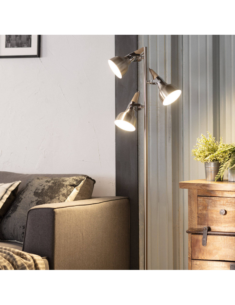 Lampadaire Emer Métal 3 Spots Argenté