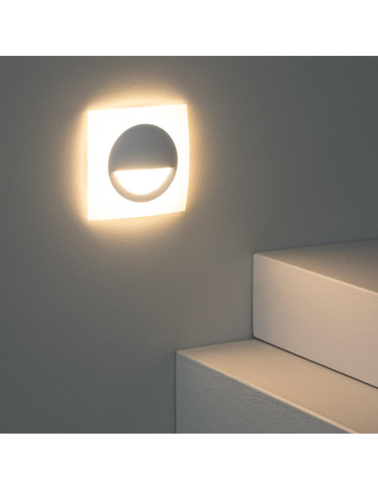 Balise LED 3W Encastrable au Mur Carrée Occulare Blanche