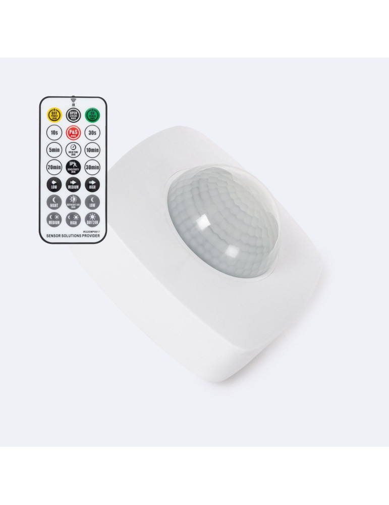 Détecteur de Mouvement blanc PIR 360º Spécial Couloirs avec telecommande.