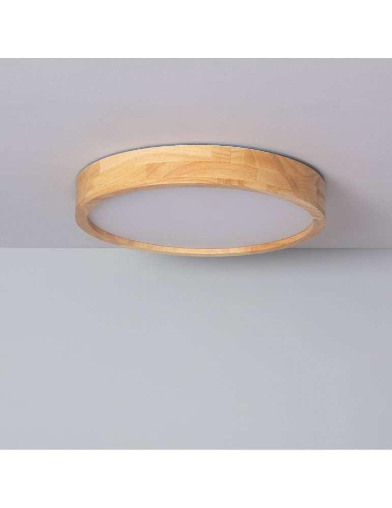 Plafonnier LED Rond Bois 20W CCT Sélectionnable Kayu Ø400 mm