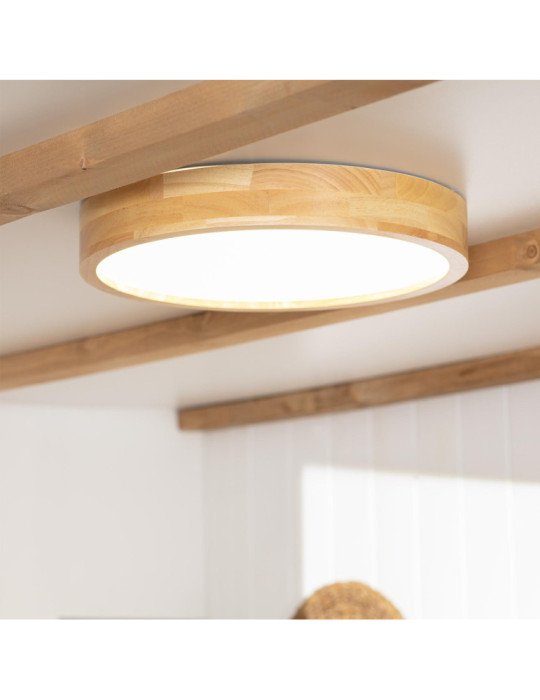Plafonnier LED Rond Bois 20W CCT Sélectionnable Kayu Ø400 mm