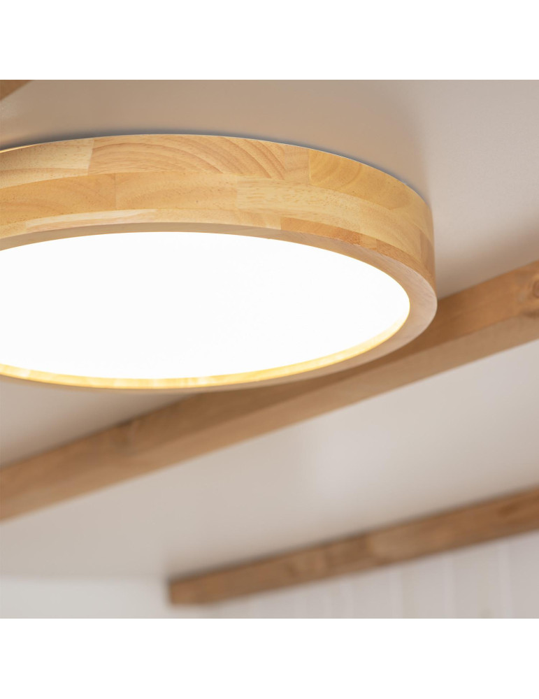 Plafonnier LED Rond Bois 20W CCT Sélectionnable Kayu Ø400 mm