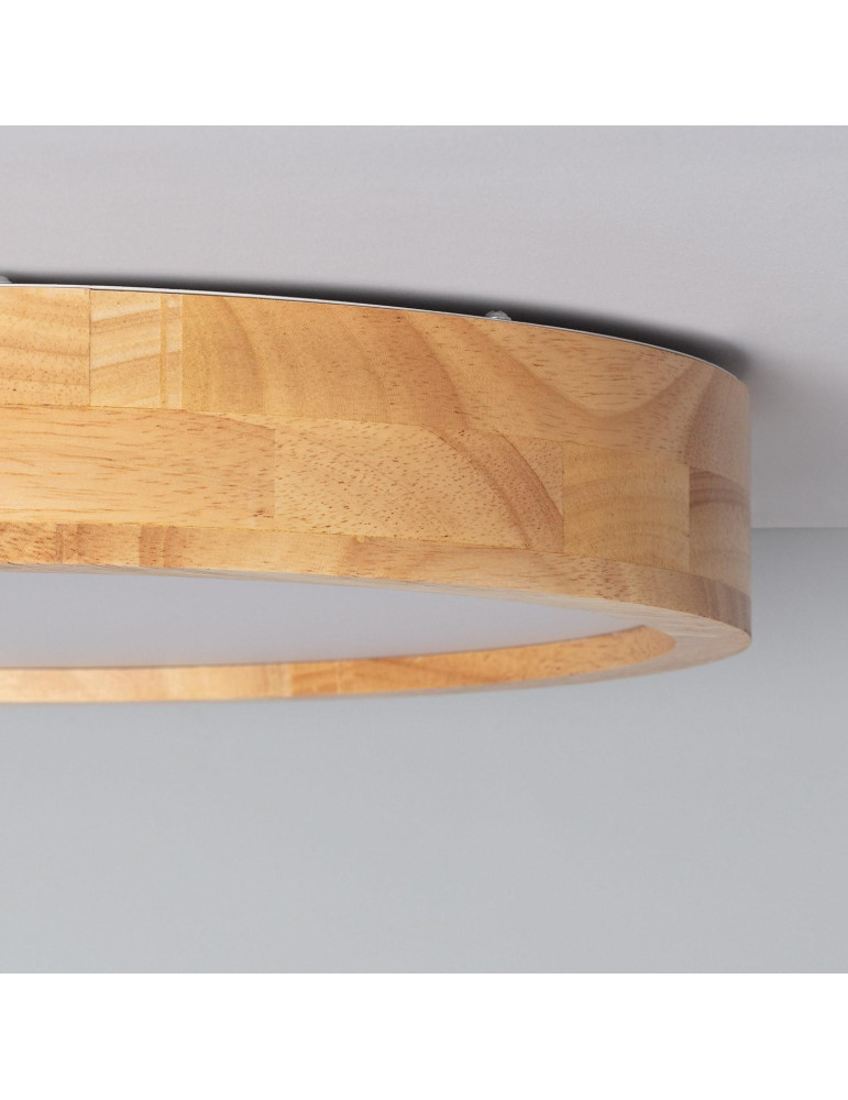 Plafonnier LED Rond Bois 20W CCT Sélectionnable Kayu Ø400 mm