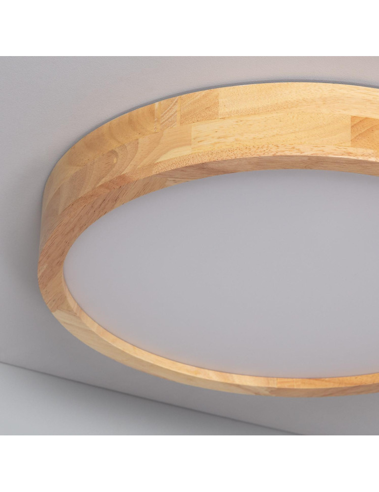 Plafonnier LED Rond Bois 20W CCT Sélectionnable Kayu Ø400 mm