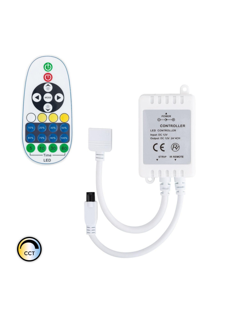 Contrôleur Variateur Ruban LED 12V DC CCT Selectionnable avec Télécommande IR Contrôleur Variateur Ruban LED 12V DC CCT Selectionnable avec Télécommande IR