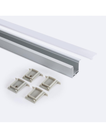 Profilé Aluminium Encastrable 2m avec Capot Continu pour Rubans LED jusqu'à 19 mm
