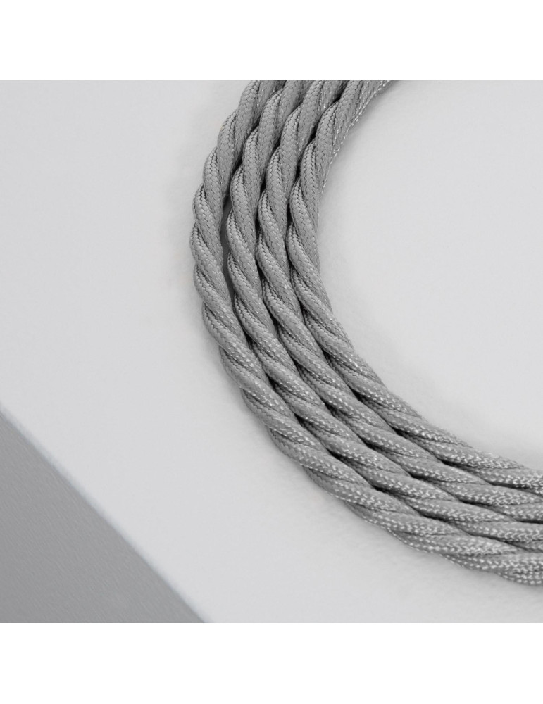 Câble Électrique Textile Tressé Gris
