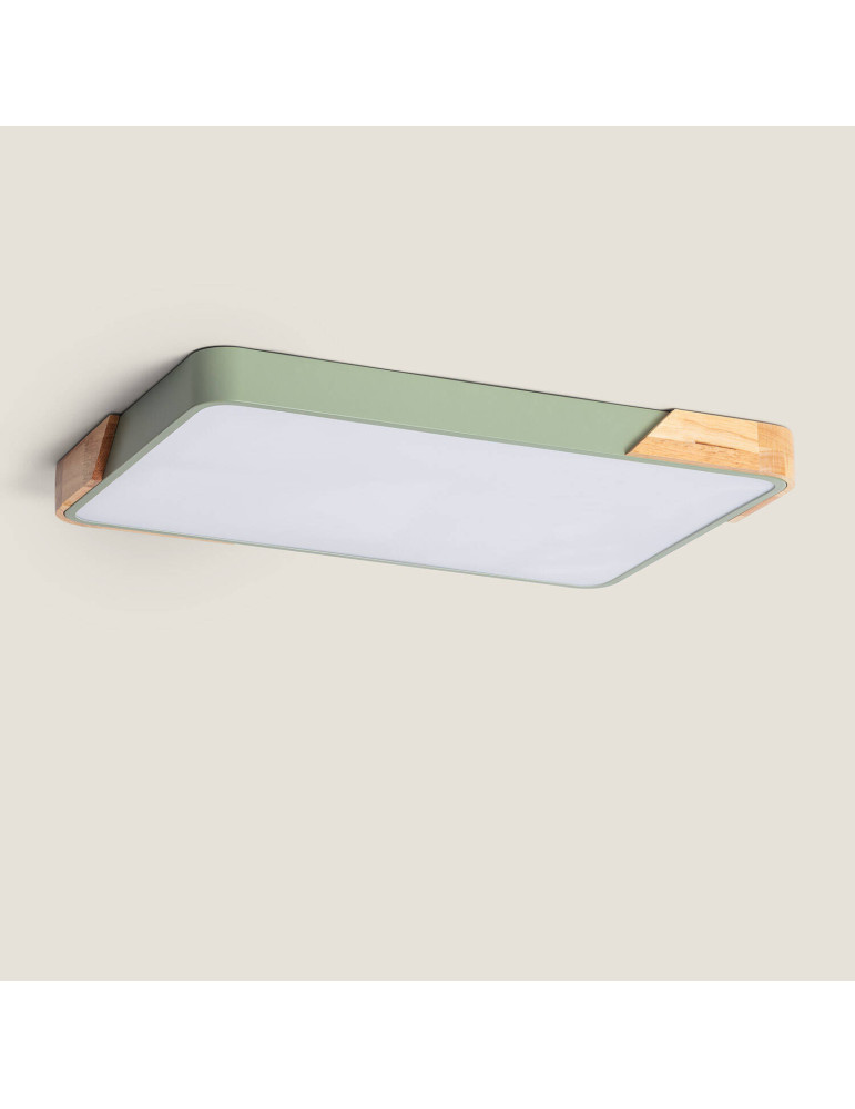 Plafonnier LED 30W Rectangulaire Bois et Métal 625x425 mm CCT Sélectionnable Semi-Dari