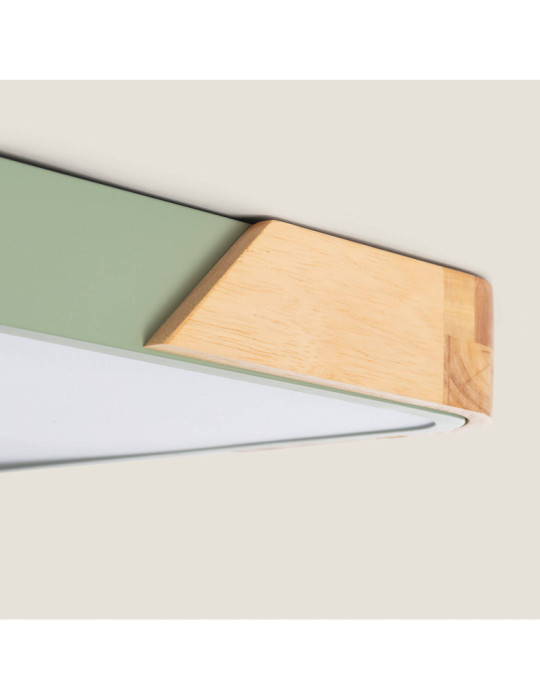 Plafonnier LED 30W Rectangulaire Bois et Métal 625x425 mm CCT Sélectionnable Semi-Dari