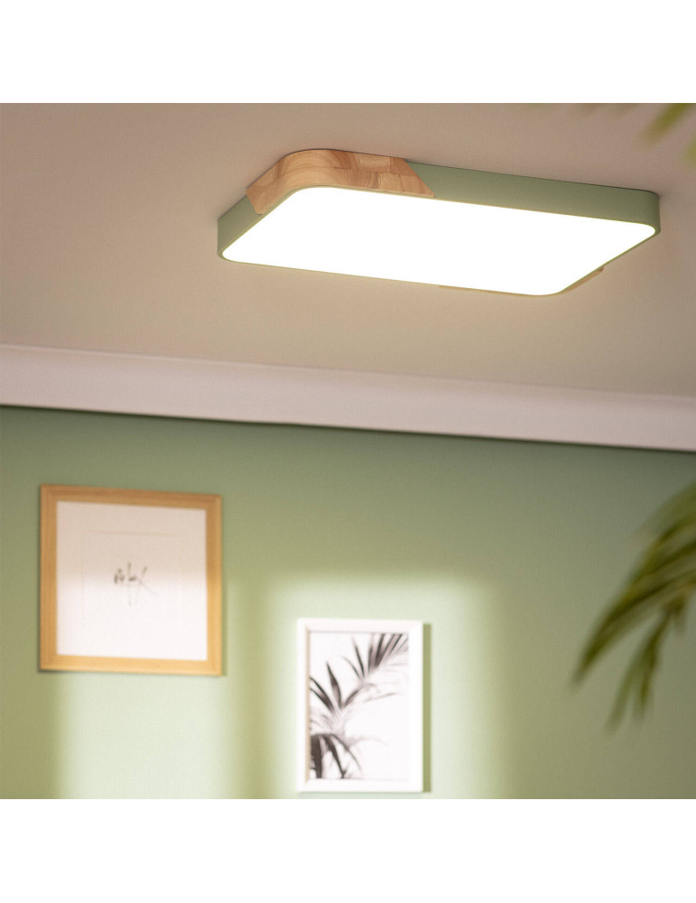 Plafonnier LED 30W Rectangulaire Bois et Métal 625x425 mm CCT Sélectionnable Semi-Dari