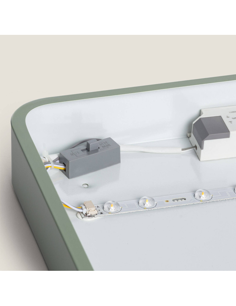 Plafonnier LED 30W Rectangulaire Bois et Métal 625x425 mm CCT Sélectionnable Semi-Dari