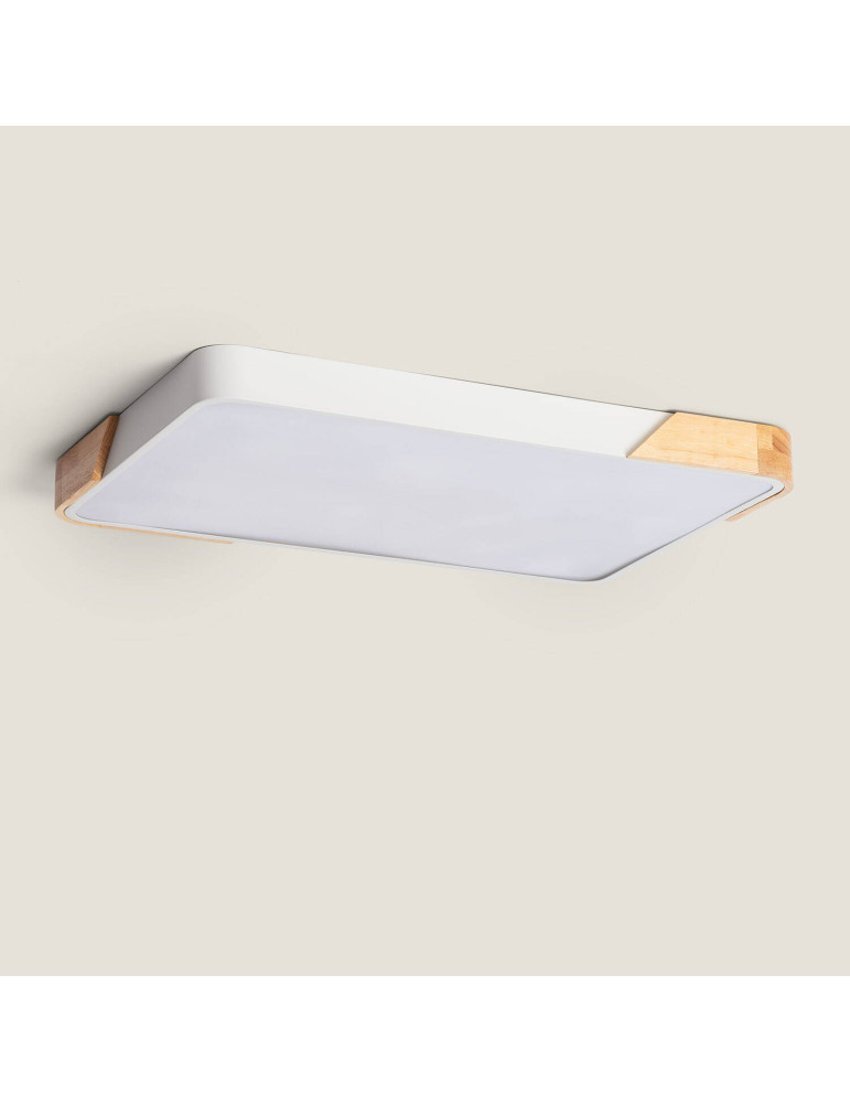 Plafonnier LED 30W Rectangulaire Bois et Métal 625x425 mm CCT Sélectionnable Semi-Dari