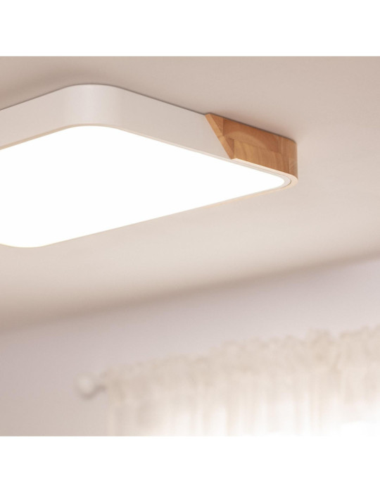 Plafonnier LED 30W Rectangulaire Bois et Métal 625x425 mm CCT Sélectionnable Semi-Dari
