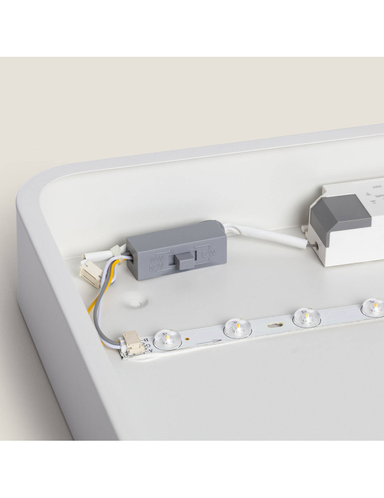 Plafonnier LED 30W Rectangulaire Bois et Métal 625x425 mm CCT Sélectionnable Semi-Dari