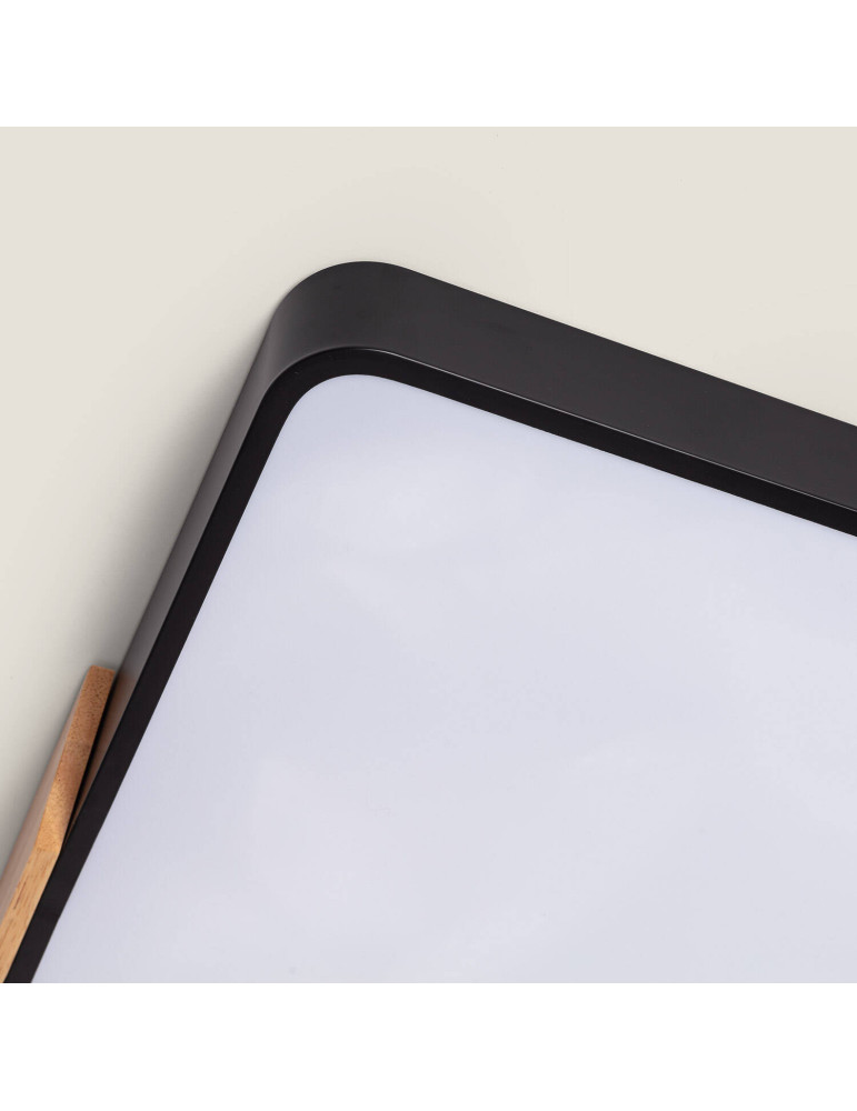 Plafonnier LED 30W Rectangulaire Bois et Métal 625x425 mm CCT Sélectionnable Semi-Dari